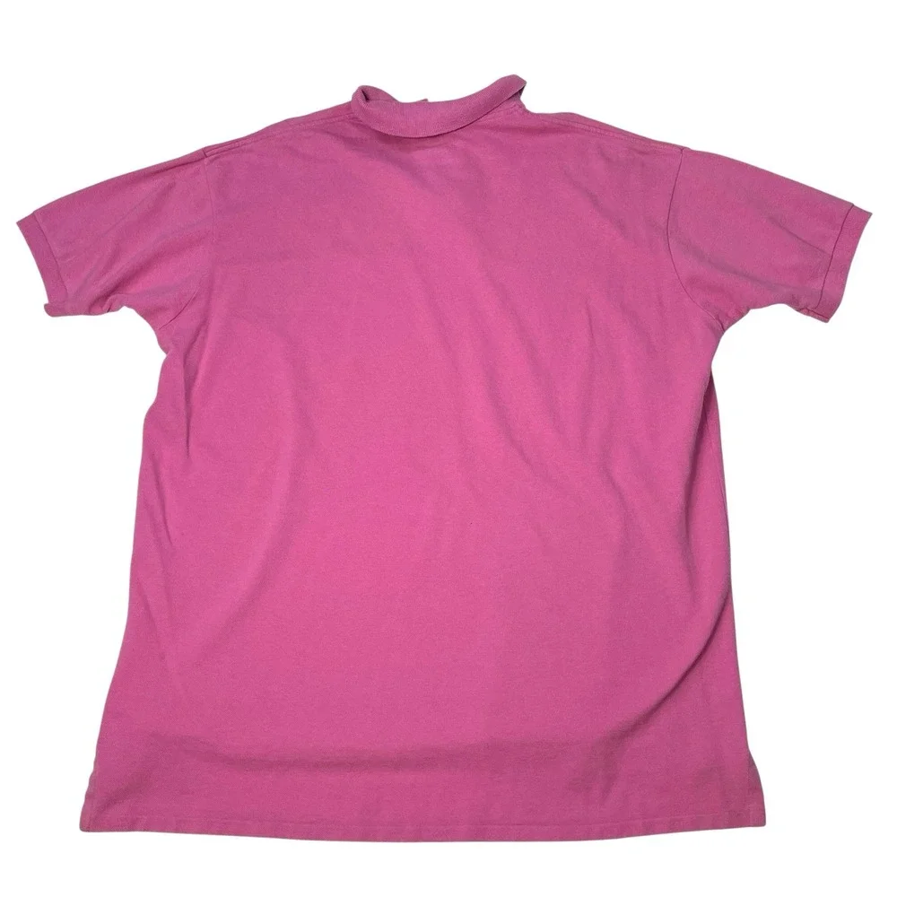 Vintage Polo Ralph Lauren Pink Polo Shirt USA Made Cotton Navy Pony Logo XL Prep